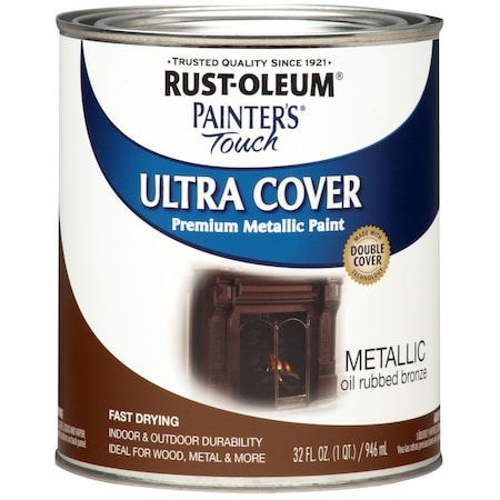 Rust-Oleum Interior/Exterior Paint, Metallic, Oil-Rubbed Bronze, Quart 254101